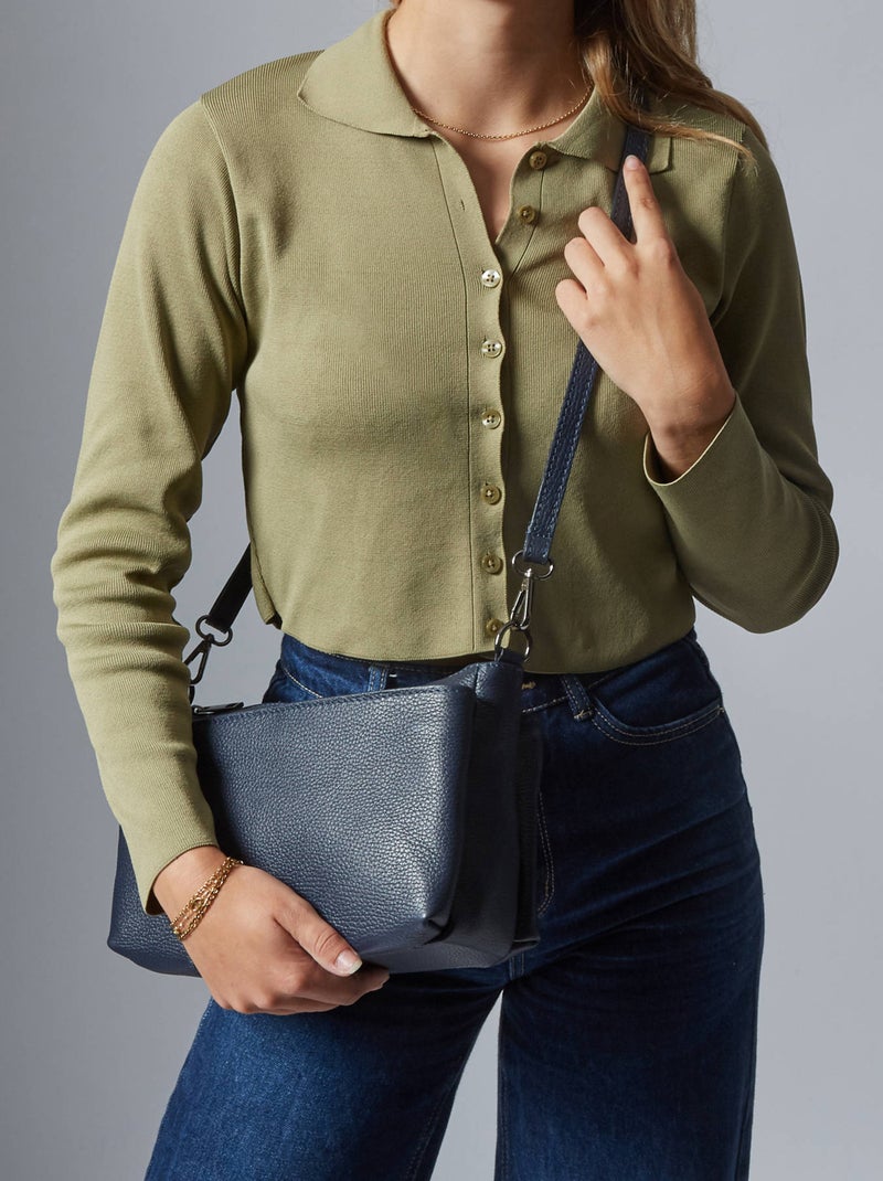 Sac Bandoulière Caviar Cuir Milano Cuir De Vachette Bleu électrique - Kiabi