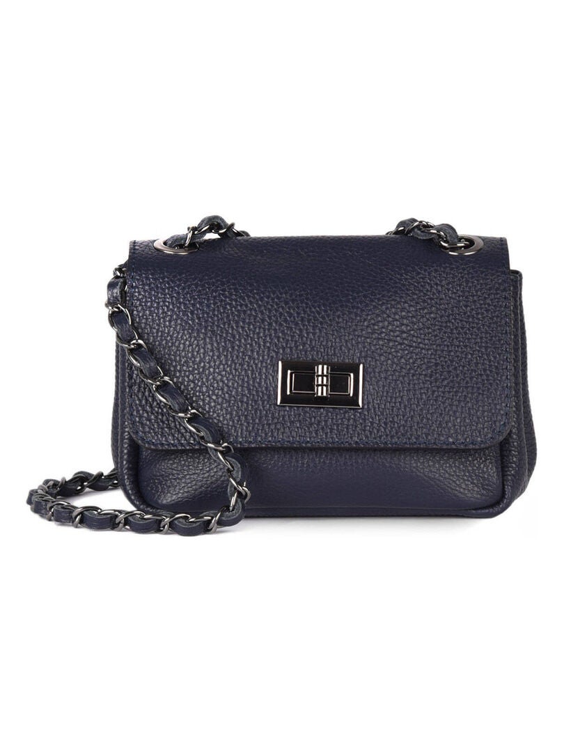 Sac Bandouliere Caviar Cuir Milano Cuir De Vachette Bleu nuit - Kiabi