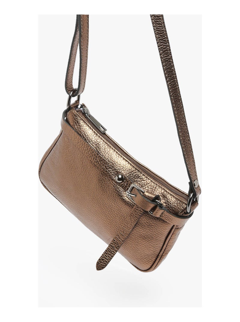 Sac Bandoulière Caviar Cuir Milano Cuir De Vachette Bronze - Kiabi