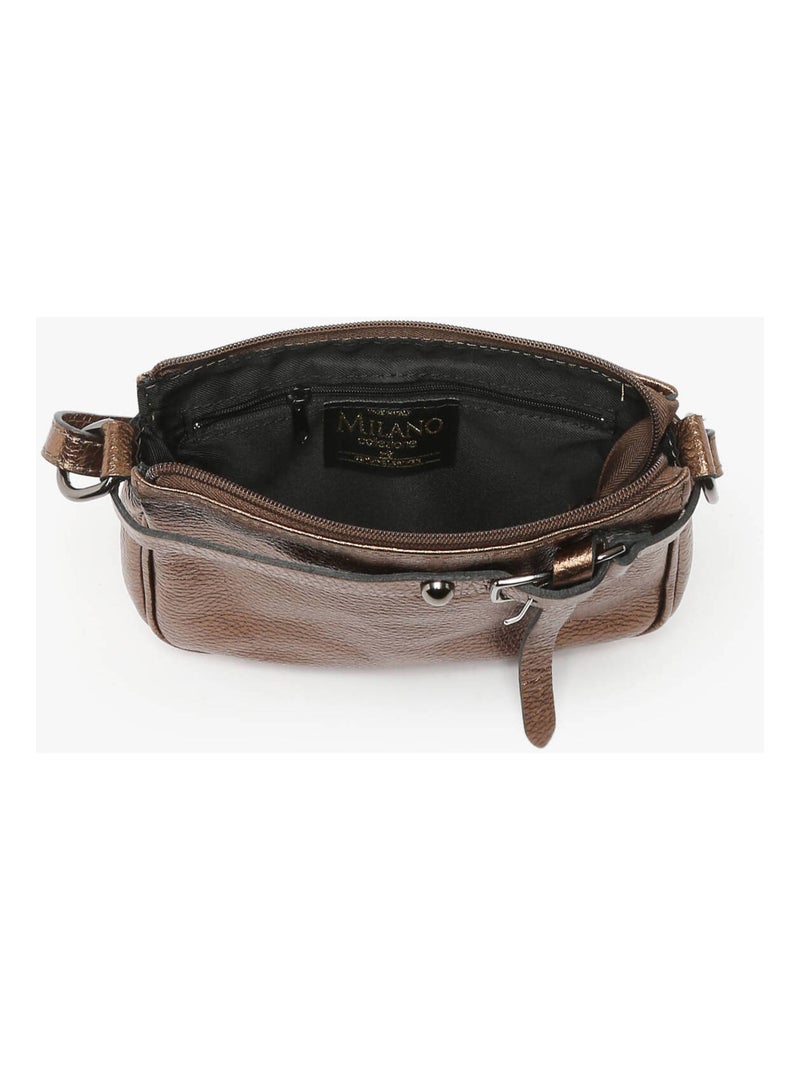 Sac Bandoulière Caviar Cuir Milano Cuir De Vachette Bronze - Kiabi
