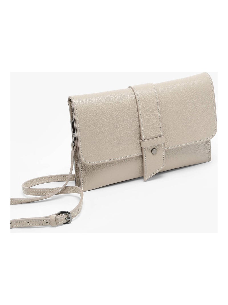 Sac Bandoulière Caviar Cuir Milano Cuir De Vachette Gris Beige - Kiabi