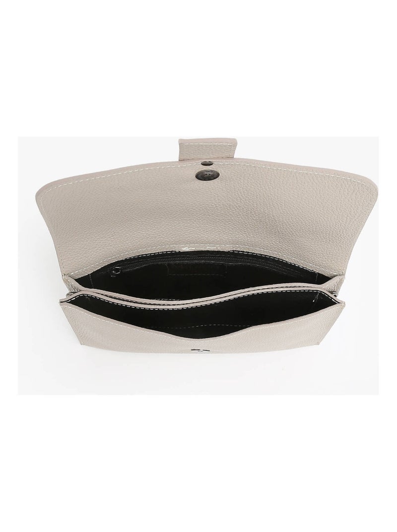 Sac Bandoulière Caviar Cuir Milano Cuir De Vachette Gris Beige - Kiabi