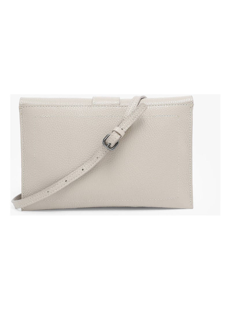 Sac Bandoulière Caviar Cuir Milano Cuir De Vachette Gris Beige - Kiabi