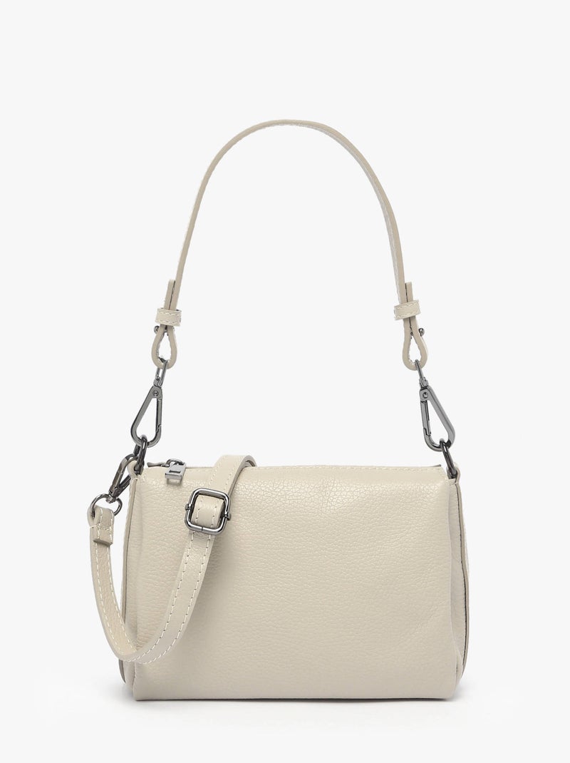 Sac Bandoulière Caviar Cuir Milano Cuir De Vachette Gris Beige - Kiabi