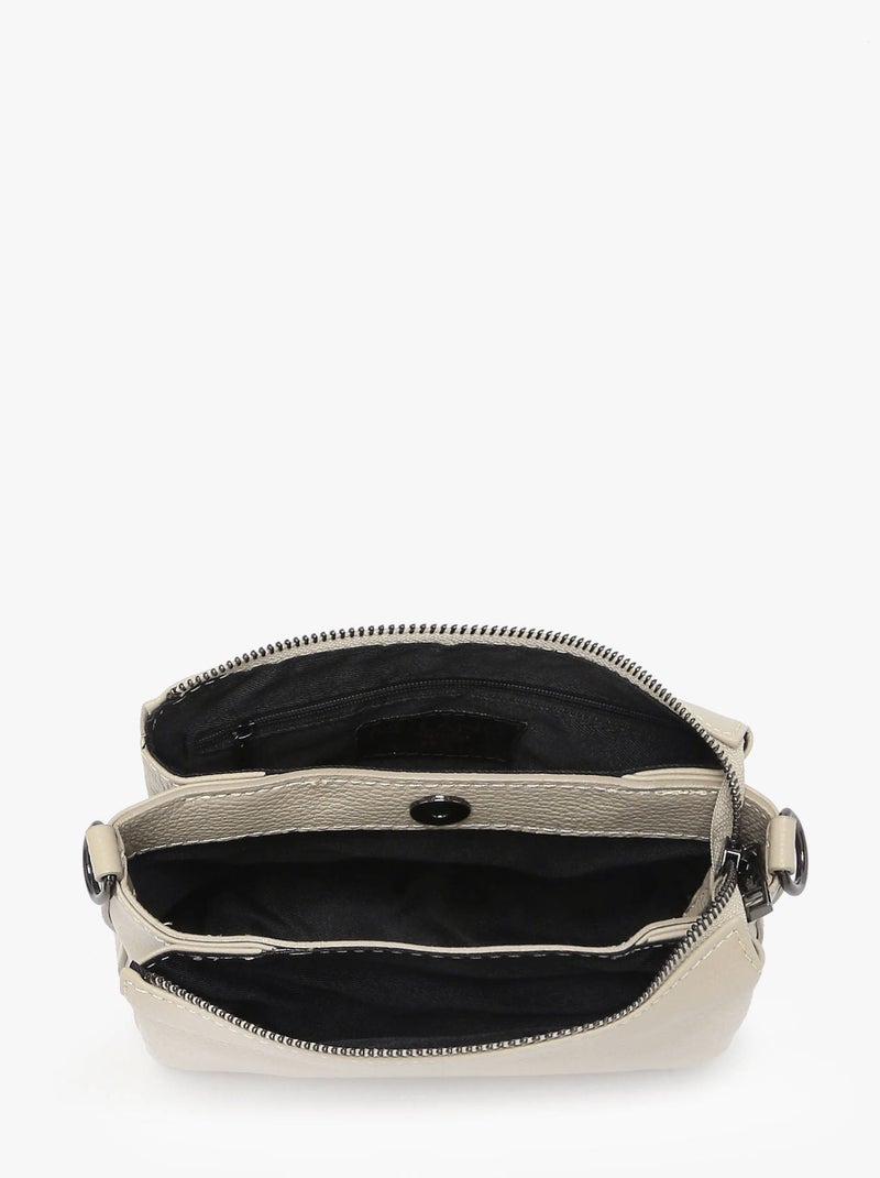 Sac Bandoulière Caviar Cuir Milano Cuir De Vachette Gris Beige - Kiabi