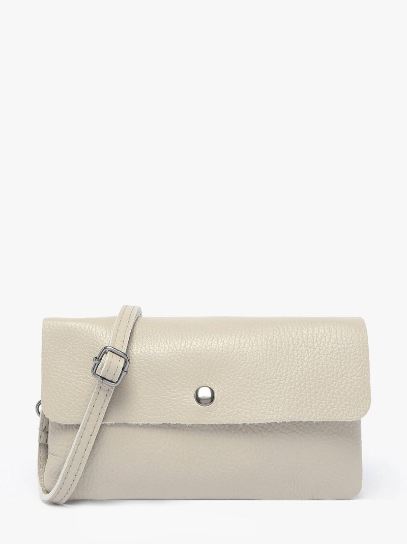 Sac Bandoulière Caviar Cuir Milano Cuir De Vachette Gris Beige - Kiabi