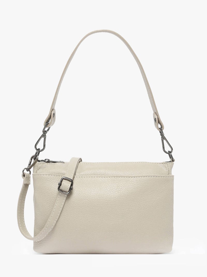 Sac Bandoulière Caviar Cuir Milano Cuir De Vachette Gris Beige - Kiabi