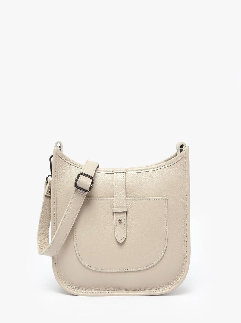 Sac Bandoulière Caviar Cuir Milano Cuir De Vachette Gris Beige - Kiabi