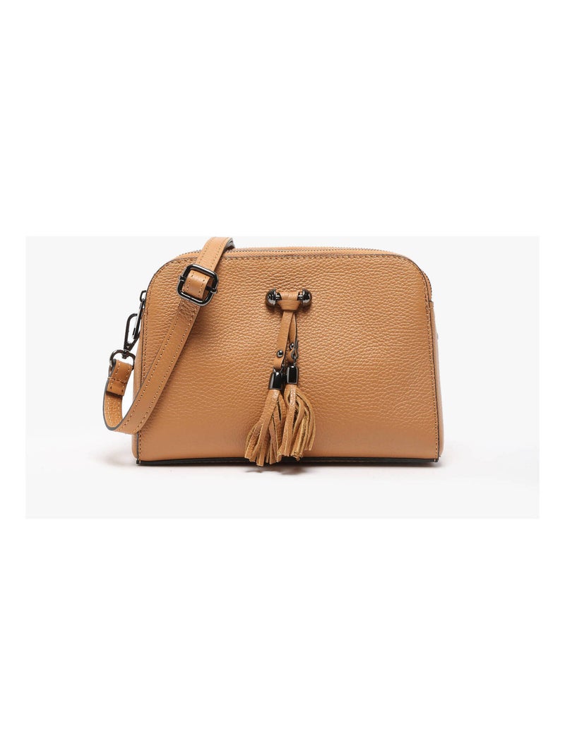 Sac Bandouliere Caviar Cuir Milano Cuir De Vachette Marron caramel - Kiabi
