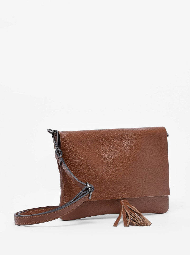 Sac Bandoulière Caviar Cuir Milano Cuir De Vachette Marron tabac - Kiabi