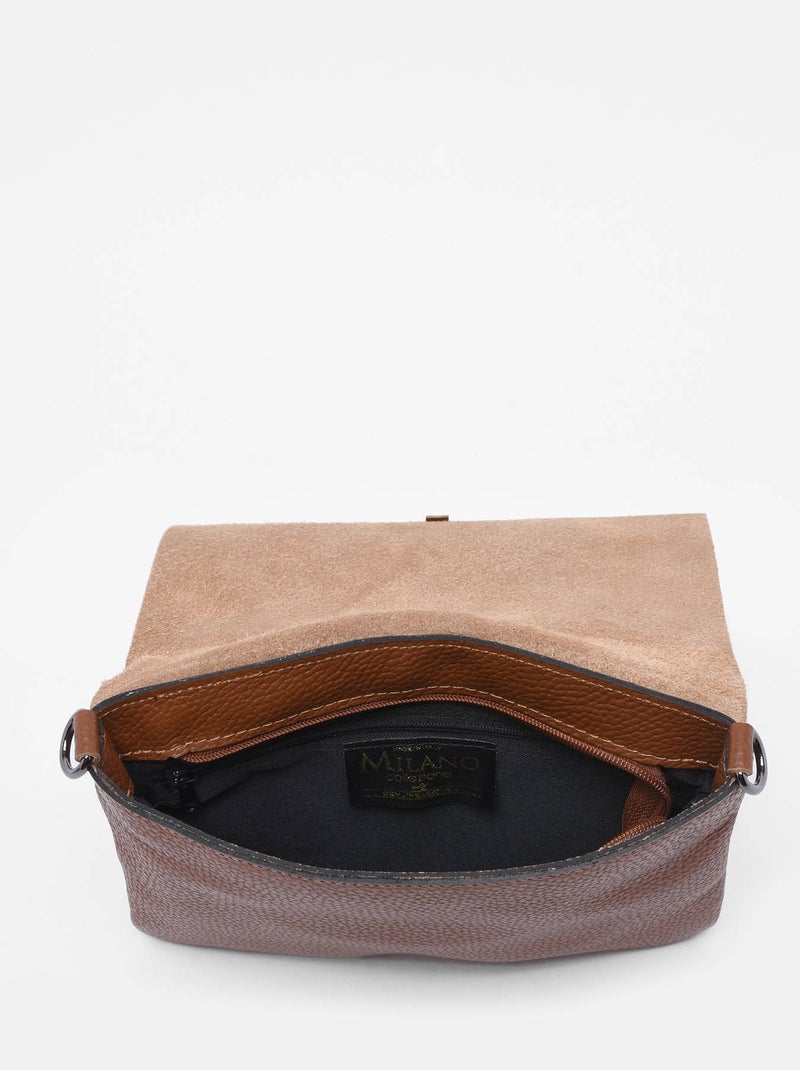 Sac Bandoulière Caviar Cuir Milano Cuir De Vachette Marron tabac - Kiabi