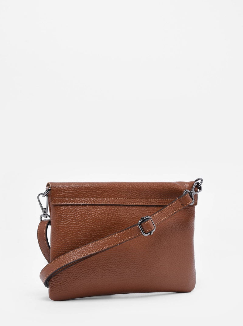 Sac Bandoulière Caviar Cuir Milano Cuir De Vachette Marron tabac - Kiabi