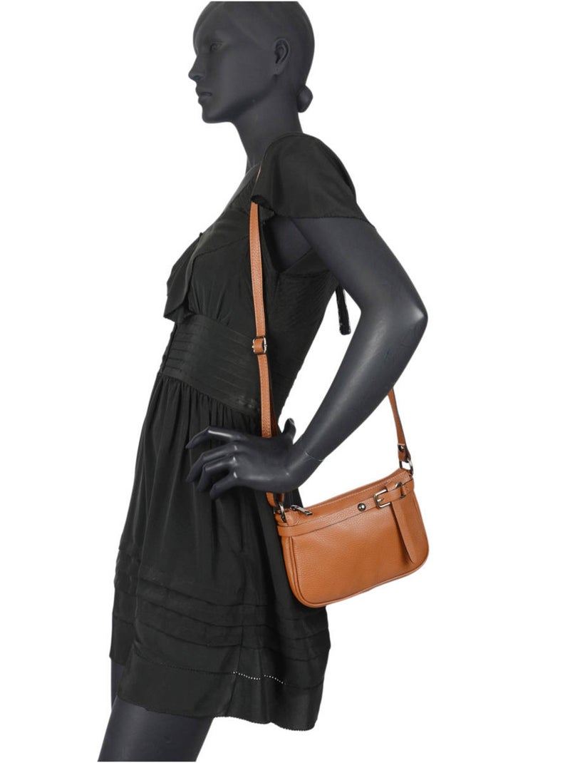 Sac Bandoulière Caviar Cuir Milano Cuir De Vachette Marron tabac - Kiabi