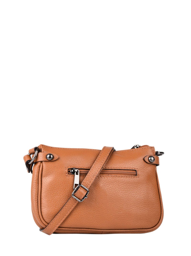 Sac Bandoulière Caviar Cuir Milano Cuir De Vachette Marron tabac - Kiabi
