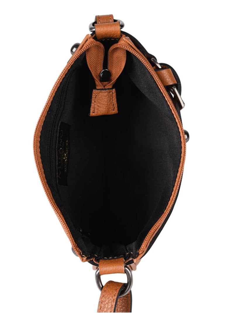 Sac Bandoulière Caviar Cuir Milano Cuir De Vachette Marron tabac - Kiabi