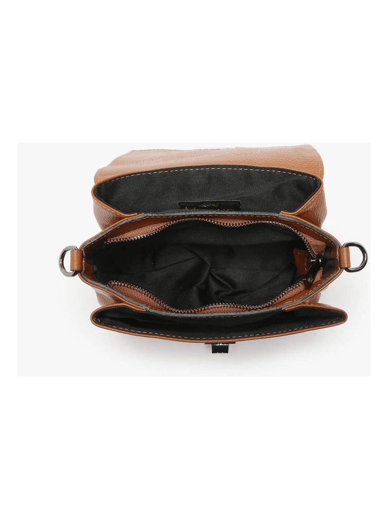 Sac Bandoulière Caviar Cuir Milano Cuir De Vachette Marron tabac - Kiabi