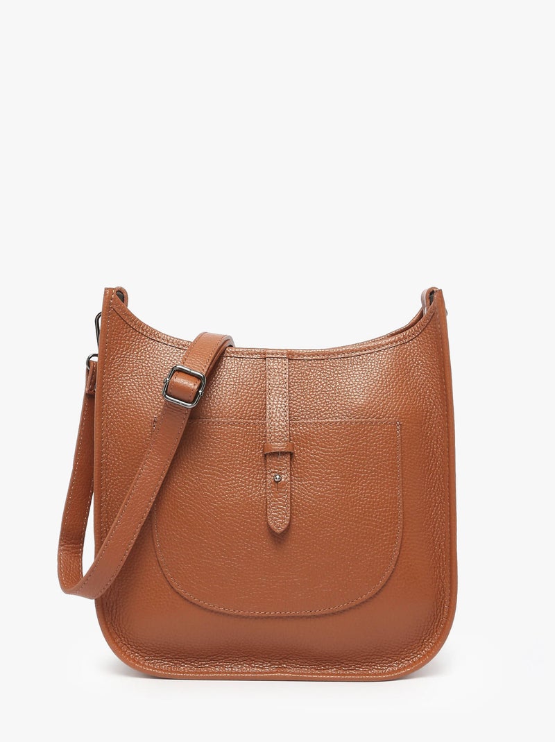Sac Bandoulière Caviar Cuir Milano Cuir De Vachette Marron tabac - Kiabi