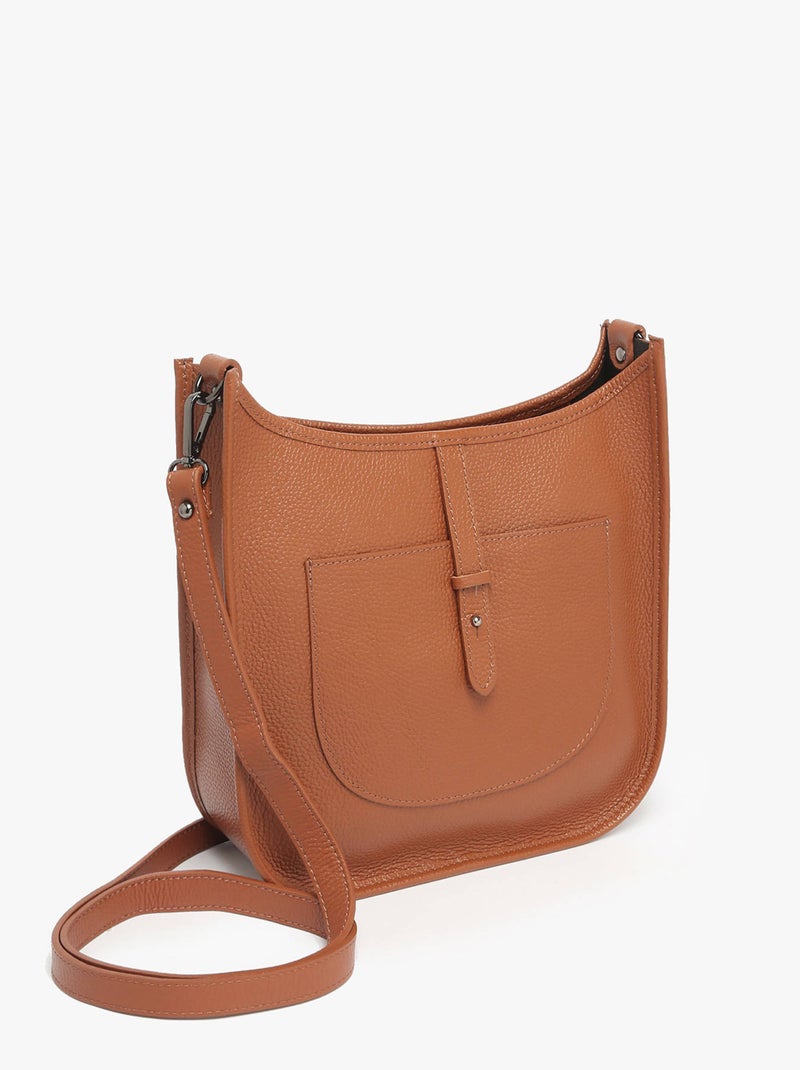 Sac Bandoulière Caviar Cuir Milano Cuir De Vachette Marron tabac - Kiabi