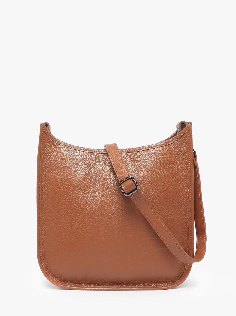 Sac Bandoulière Caviar Cuir Milano Cuir De Vachette Marron tabac - Kiabi