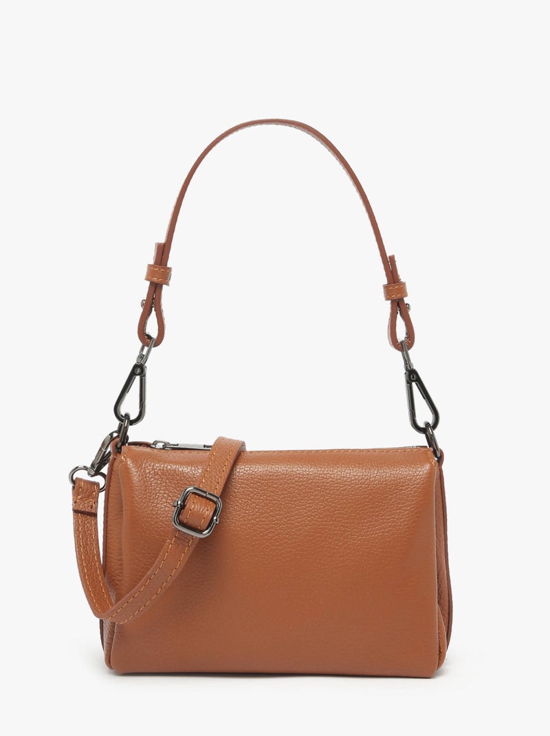 Sac Bandoulière Caviar Cuir Milano Cuir De Vachette Marron tabac - Kiabi