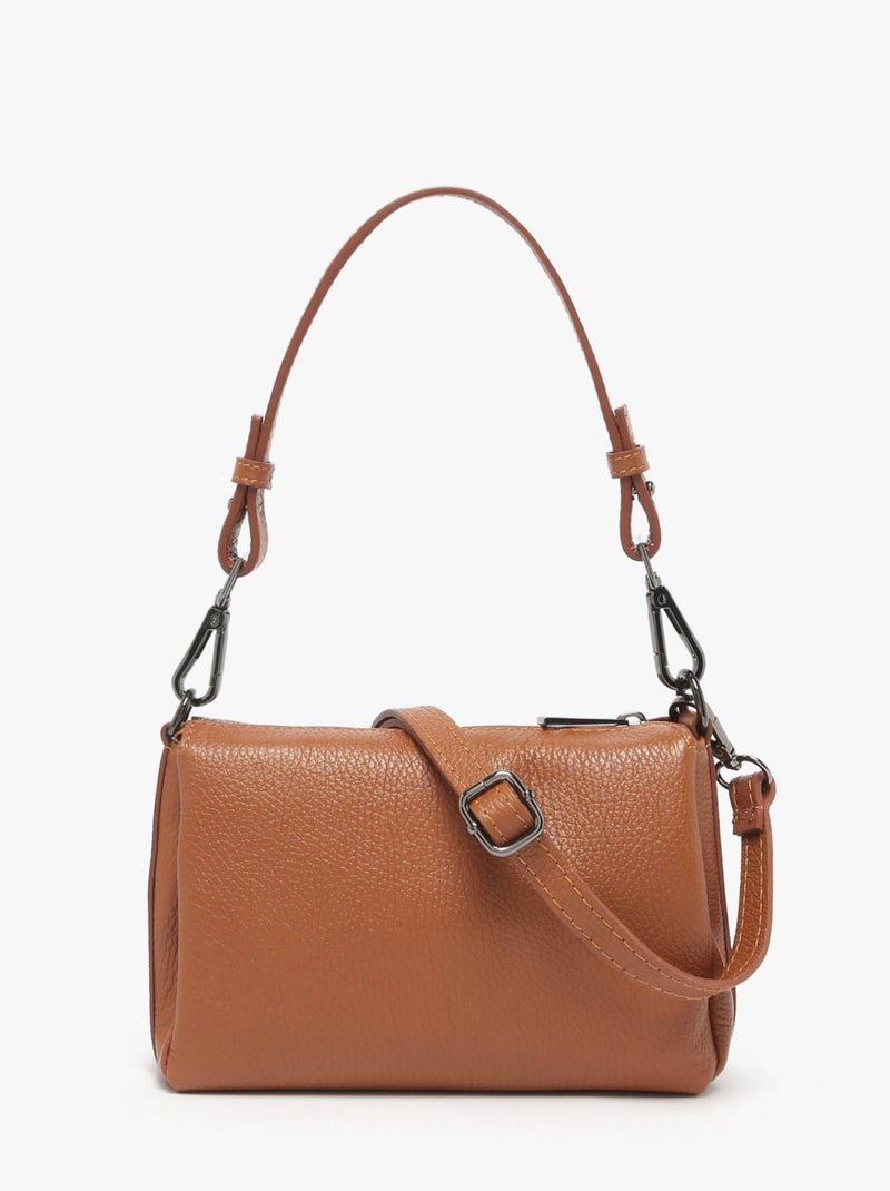 Sac Bandoulière Caviar Cuir Milano Cuir De Vachette Marron tabac - Kiabi