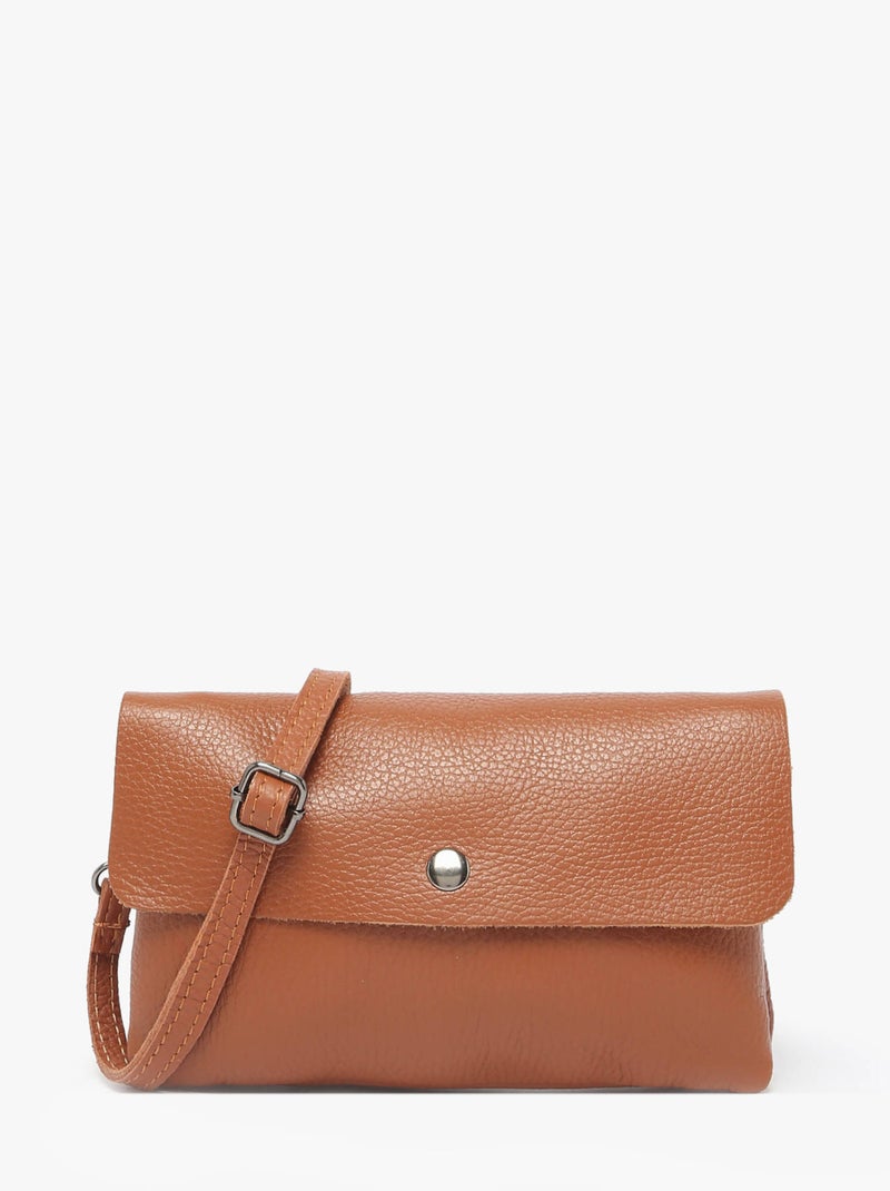 Sac Bandoulière Caviar Cuir Milano Cuir De Vachette Marron tabac - Kiabi