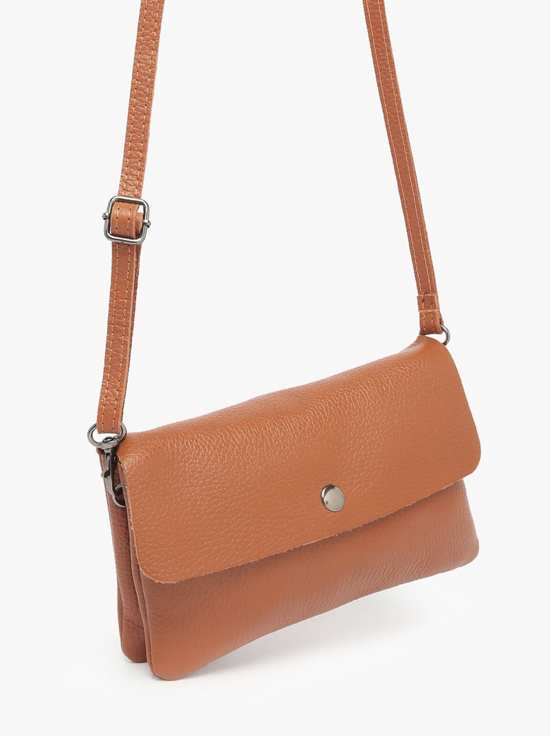Sac Bandoulière Caviar Cuir Milano Cuir De Vachette Marron tabac - Kiabi