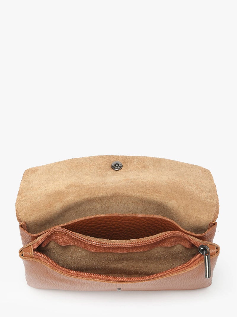 Sac Bandoulière Caviar Cuir Milano Cuir De Vachette Marron tabac - Kiabi