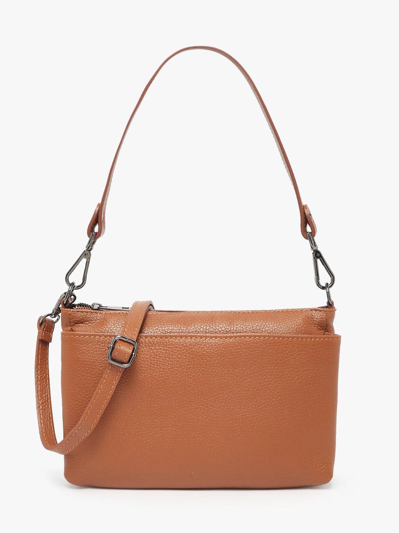 Sac Bandoulière Caviar Cuir Milano Cuir De Vachette Marron tabac - Kiabi