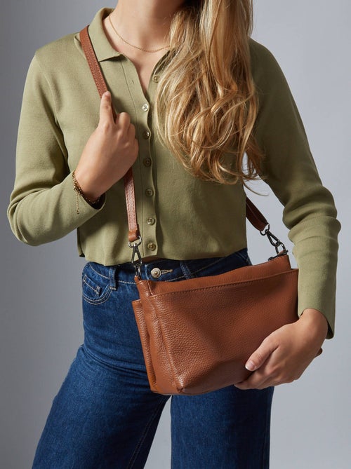 Sac Bandoulière Caviar Cuir Milano Cuir De Vachette - Kiabi