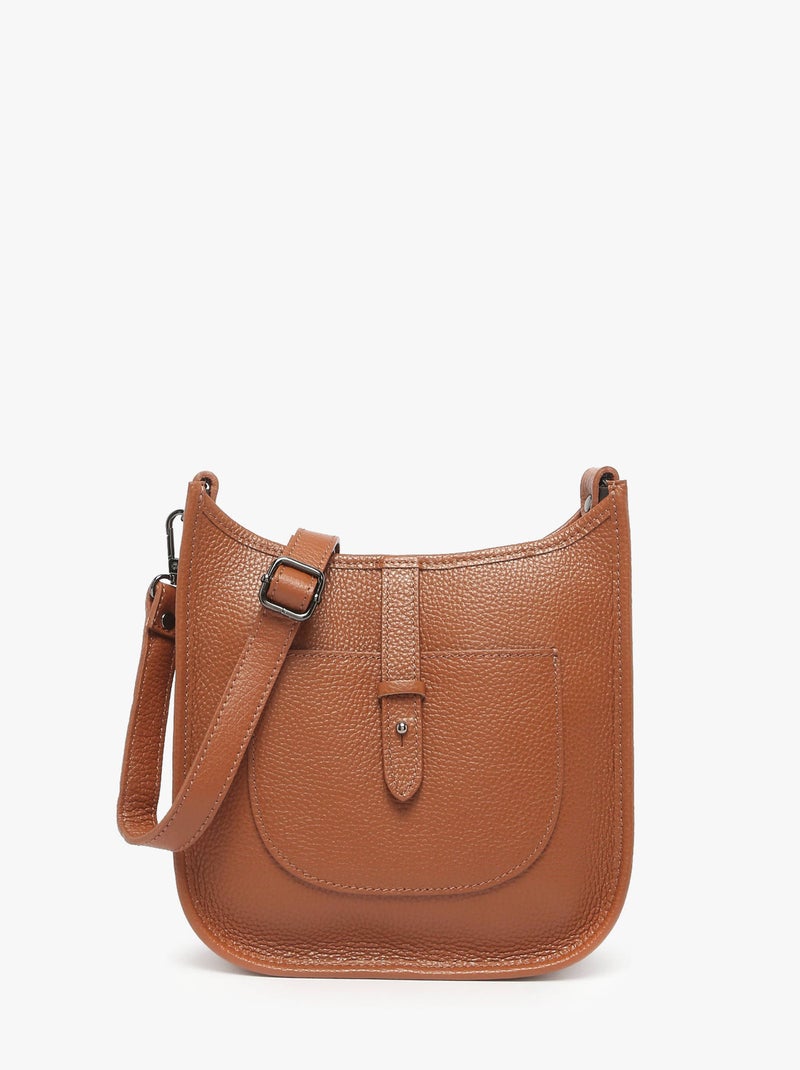 Sac Bandoulière Caviar Cuir Milano Cuir De Vachette Marron tabac - Kiabi