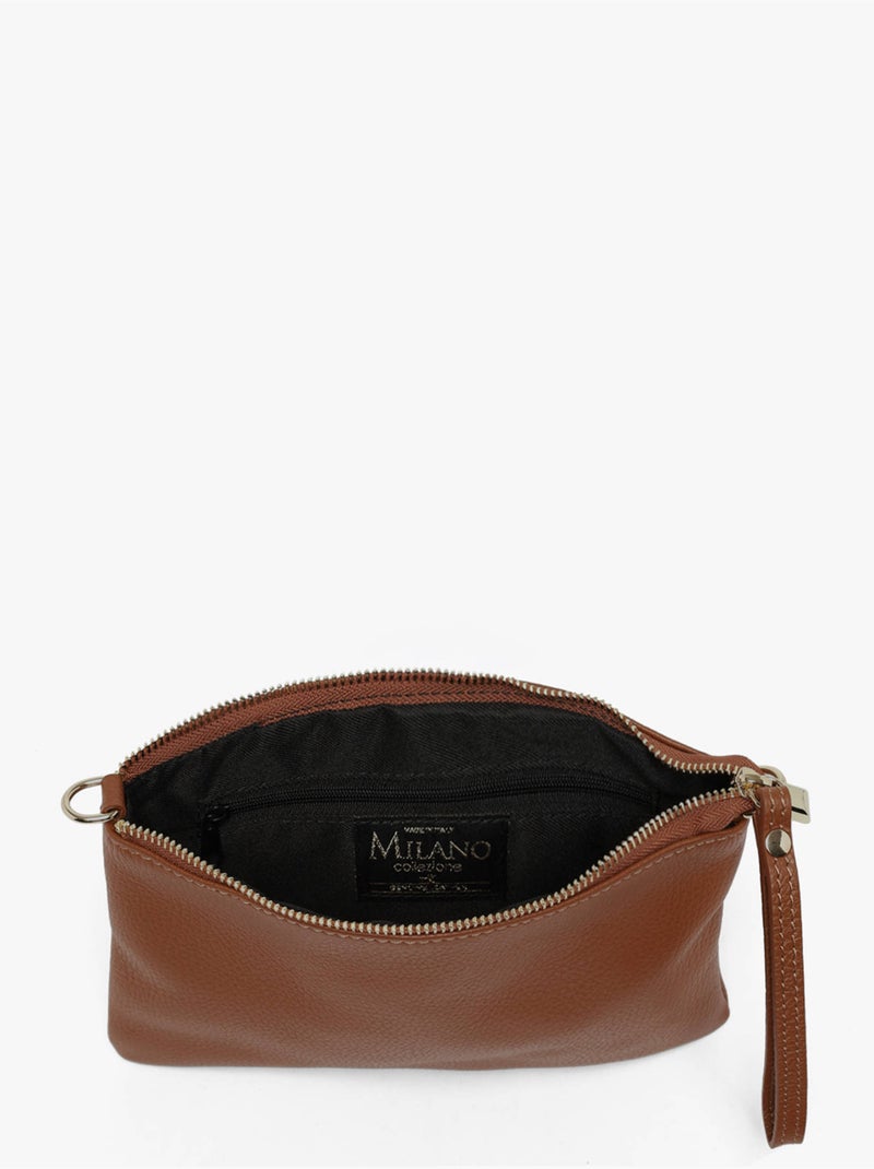 Sac bandoulière caviar cuir milano cuir de vachette Marron tabac - Kiabi