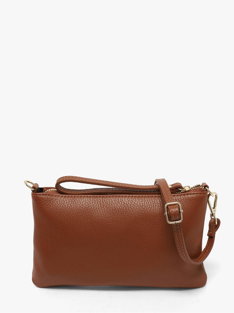 Sac bandoulière caviar cuir milano cuir de vachette Marron tabac - Kiabi