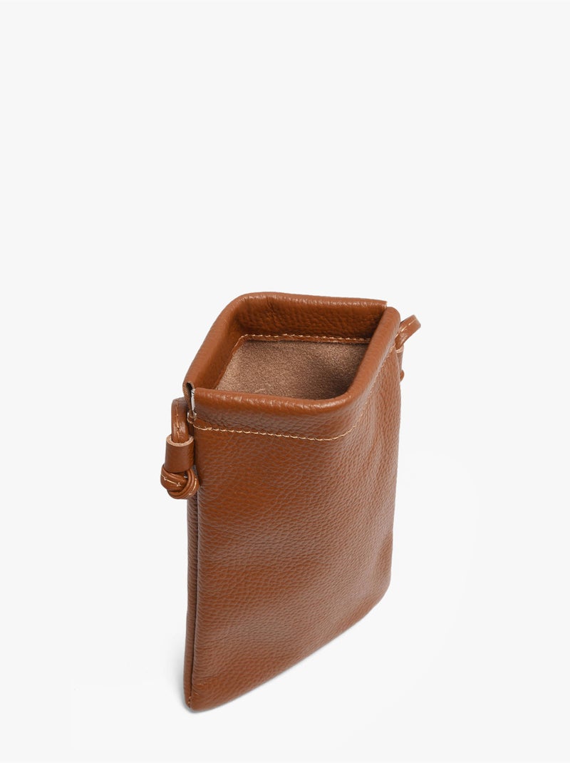 Sac bandoulière caviar cuir milano cuir de vachette Marron tabac - Kiabi