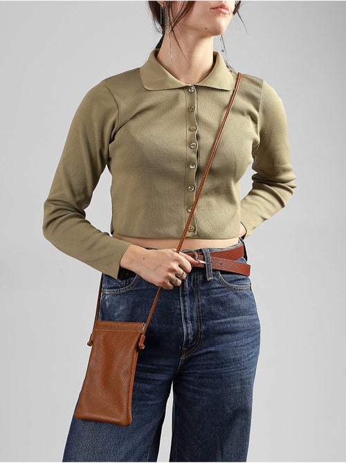 Sac bandoulière caviar cuir milano cuir de vachette - Kiabi