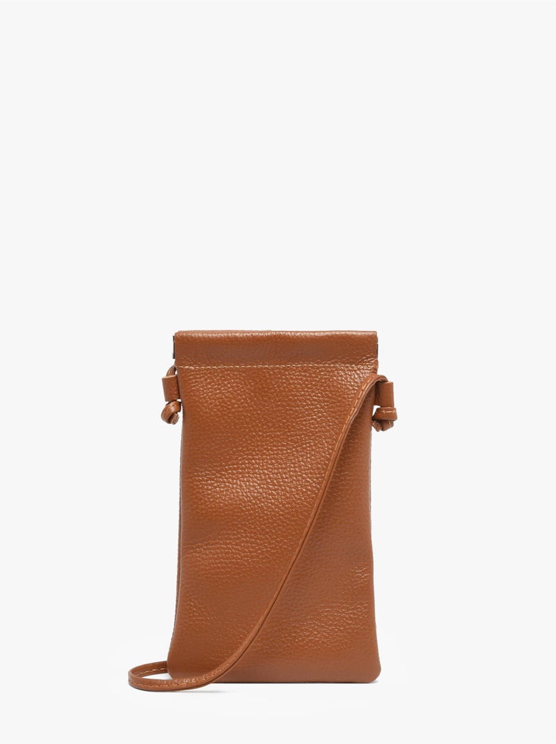 Sac bandoulière caviar cuir milano cuir de vachette Marron tabac - Kiabi