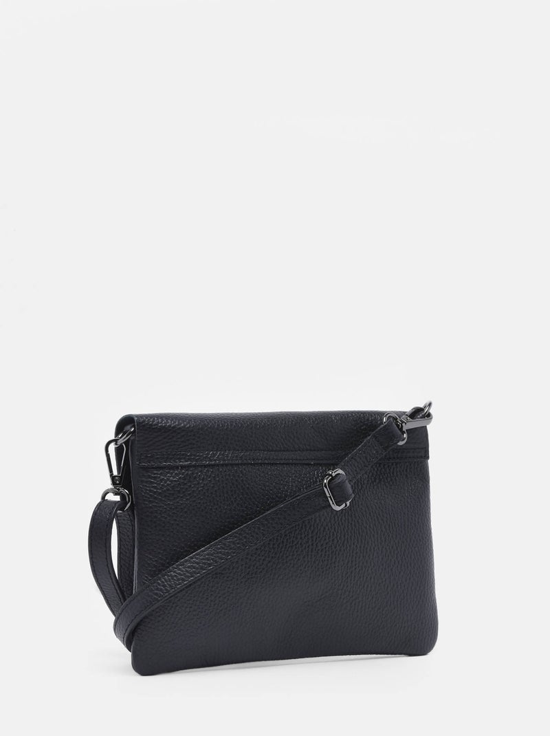 Sac Bandoulière Caviar Cuir Milano Cuir De Vachette Noir Noir - Kiabi
