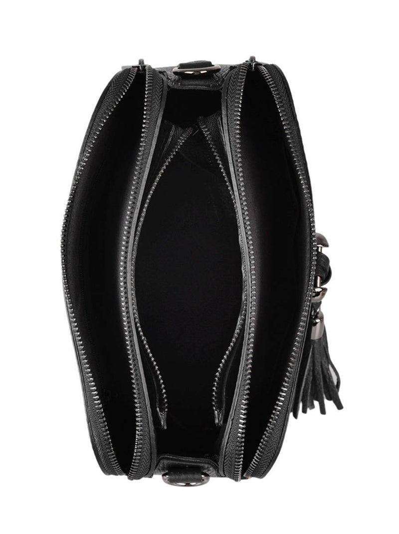 Sac Bandouliere Caviar Cuir Milano Cuir De Vachette Noir Noir - Kiabi