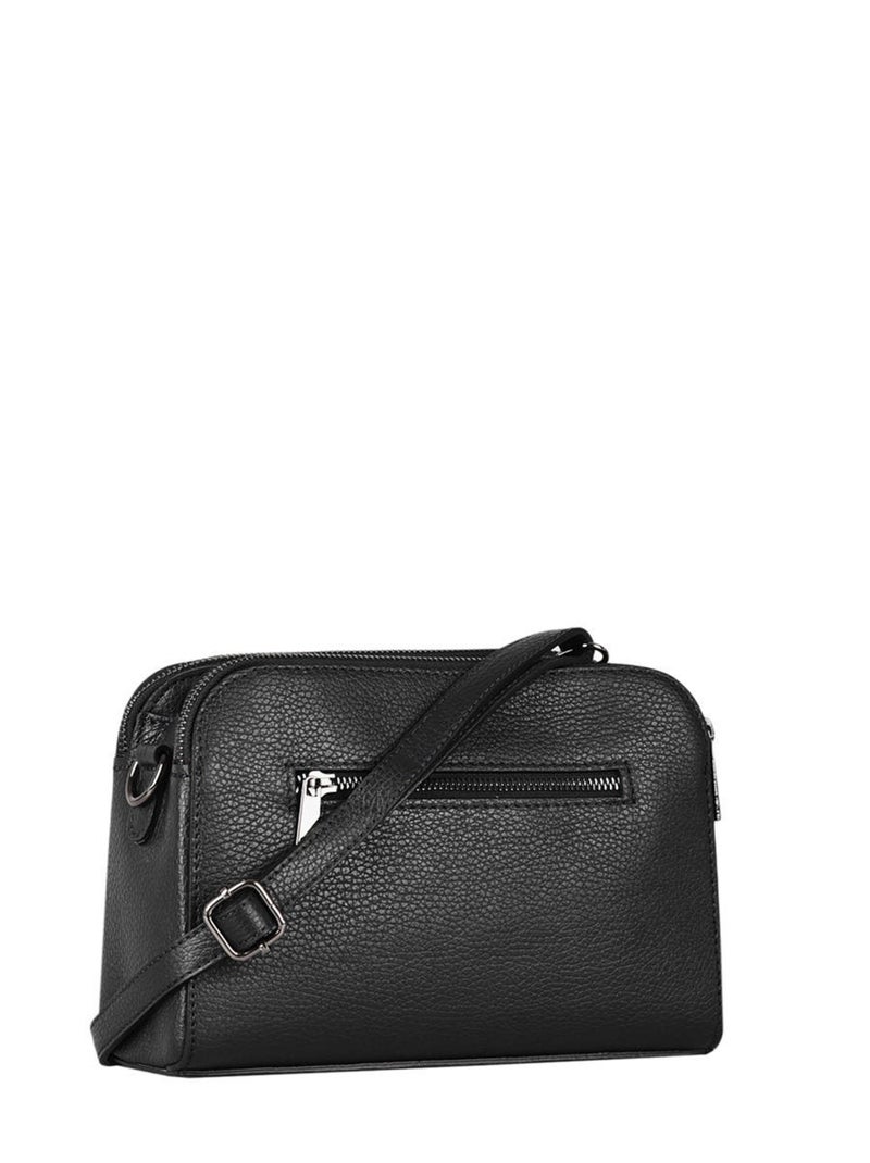 Sac Bandouliere Caviar Cuir Milano Cuir De Vachette Noir Noir - Kiabi