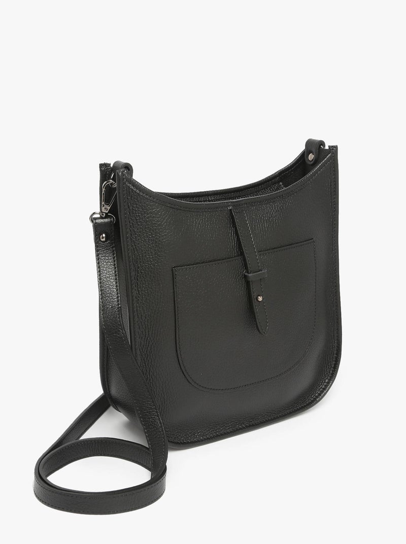 Sac Bandoulière Caviar Cuir Milano Cuir De Vachette Noir Noir - Kiabi