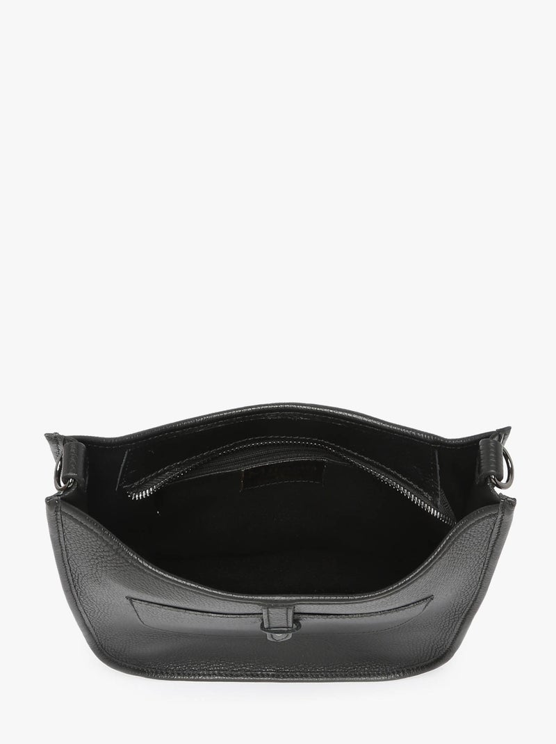 Sac Bandoulière Caviar Cuir Milano Cuir De Vachette Noir Noir - Kiabi