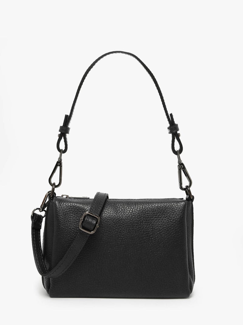 Sac Bandoulière Caviar Cuir Milano Cuir De Vachette Noir Noir - Kiabi