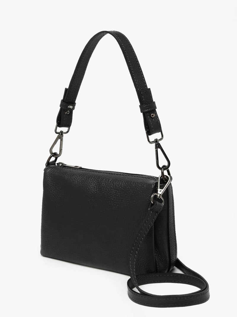 Sac Bandoulière Caviar Cuir Milano Cuir De Vachette Noir Noir - Kiabi