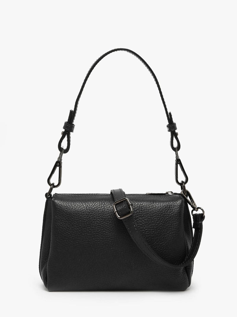 Sac Bandoulière Caviar Cuir Milano Cuir De Vachette Noir Noir - Kiabi