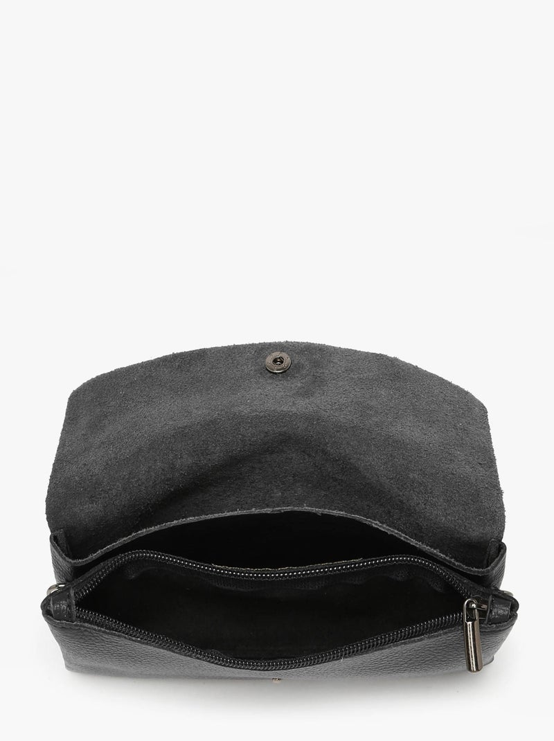 Sac Bandoulière Caviar Cuir Milano Cuir De Vachette Noir Noir - Kiabi