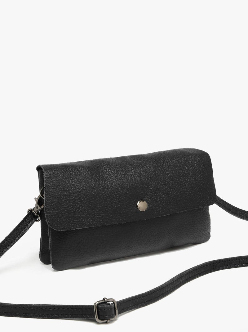 Sac Bandoulière Caviar Cuir Milano Cuir De Vachette Noir Noir - Kiabi