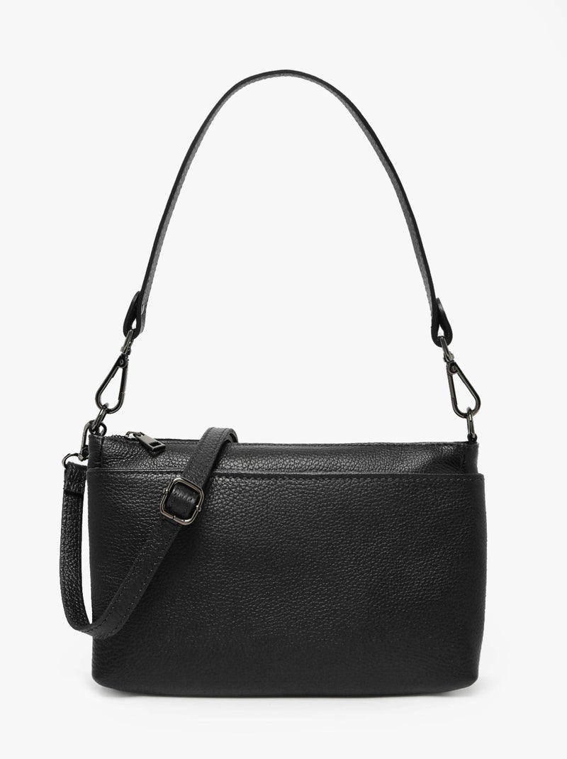 Sac Bandoulière Caviar Cuir Milano Cuir De Vachette Noir Noir - Kiabi