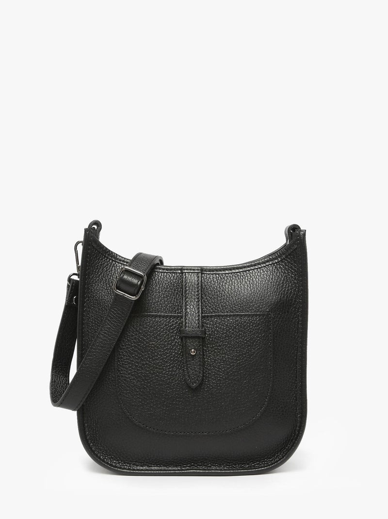 Sac Bandoulière Caviar Cuir Milano Cuir De Vachette Noir Noir - Kiabi