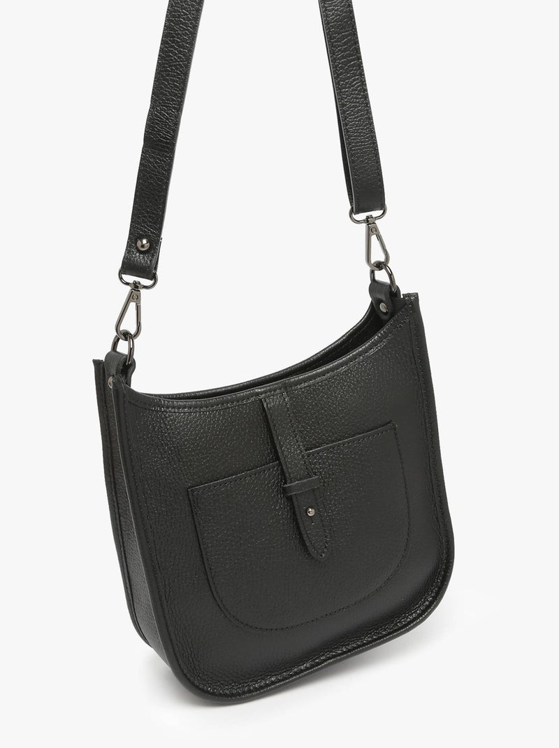 Sac Bandoulière Caviar Cuir Milano Cuir De Vachette Noir Noir - Kiabi