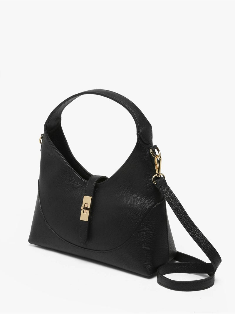 Sac bandoulière caviar cuir milano cuir de vachette Noir Noir - Kiabi